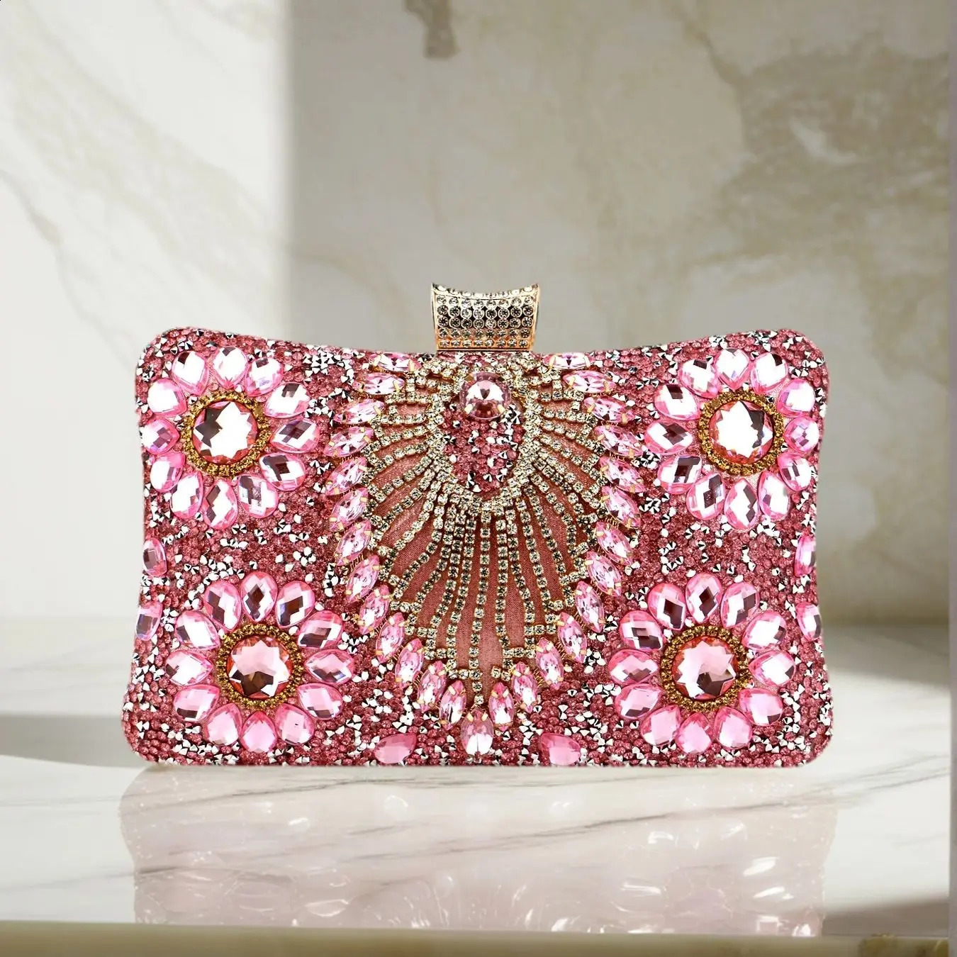 Acrylic Flower One Side Glitter Tassel Women Evening Bags Diamonds Small Day Clutch y Chain Shoulder Handbags For Party 250901