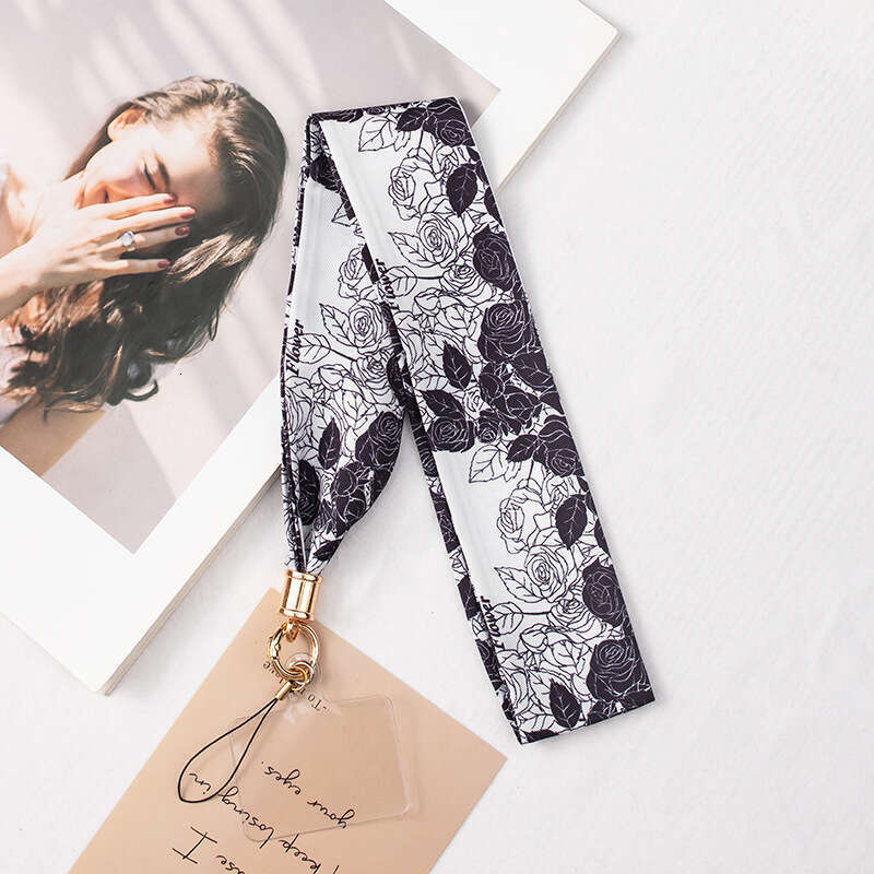 New Phone Scarf Detachable Neck Strap Long Luxury Women's Lanyard Chain Wide Cloth Cute