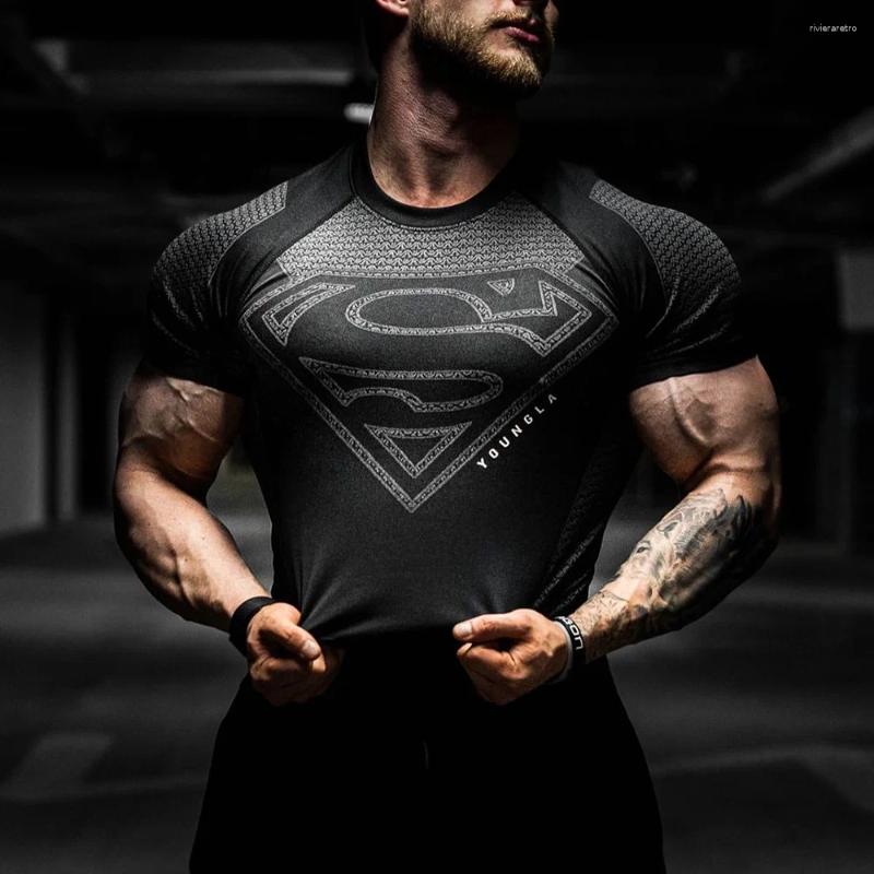 Men's T Shirts Summer Sports Men Shirt Fitness Training Short Sleeve Quick Drying Breathable Stretch Tights Joggers Outdoor Casual Tops Tees