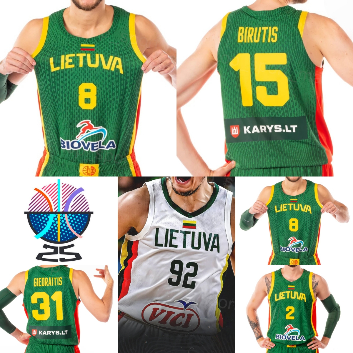Print 25-26 EuroBasket Lithuania Basketball Jerseys 7 Gytis Radzevicius 2 Margiris Normantas Rokas Giedraitis Rokas Jokubaitis Deividas Sirvydis Woman Mans Kids