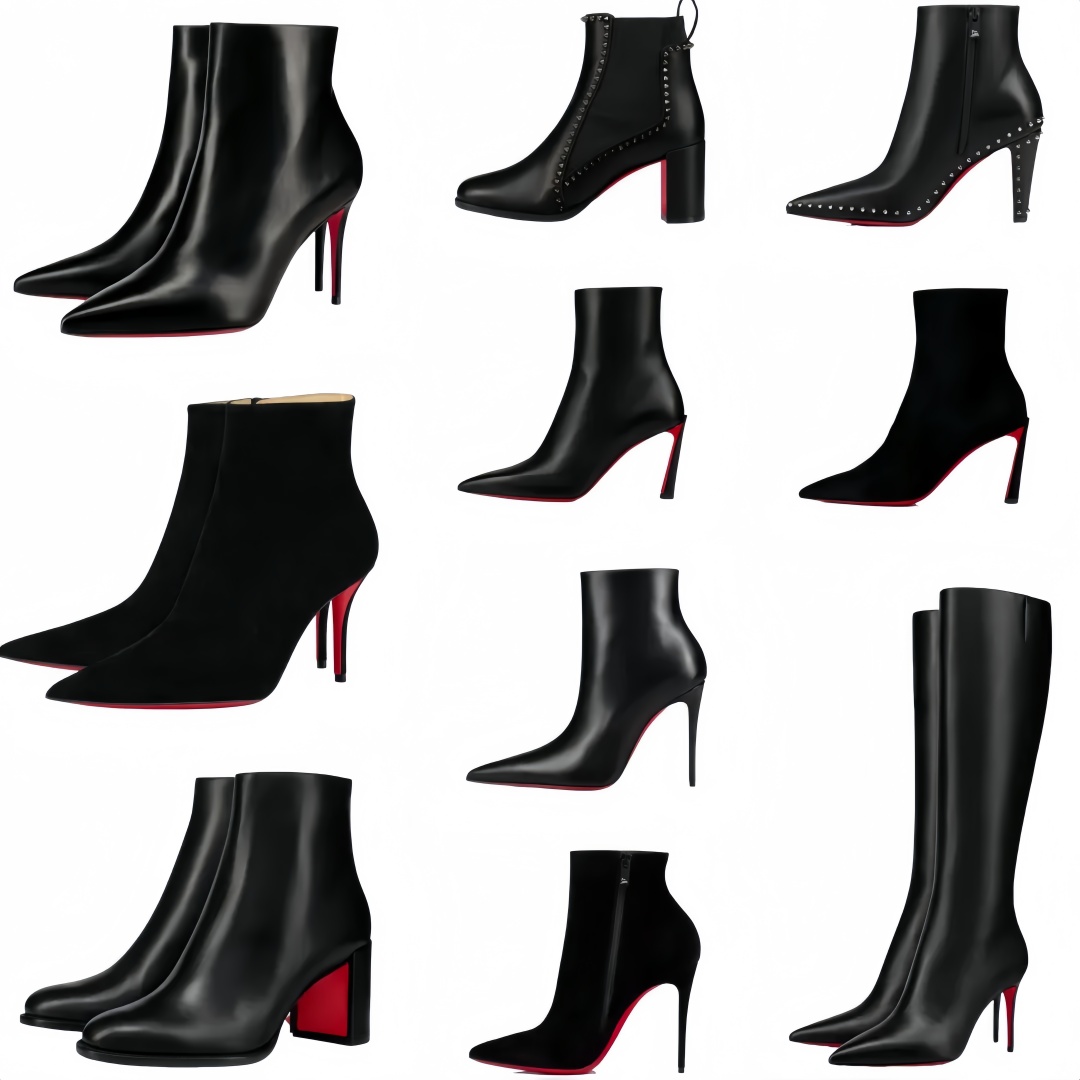 Designer heels Boots women dress shoes Red Shiny BottomBoots Toe Sandals 8cm 10cm 12cm Stiletto Genuine Leather Woman Pumps with Dust Bag