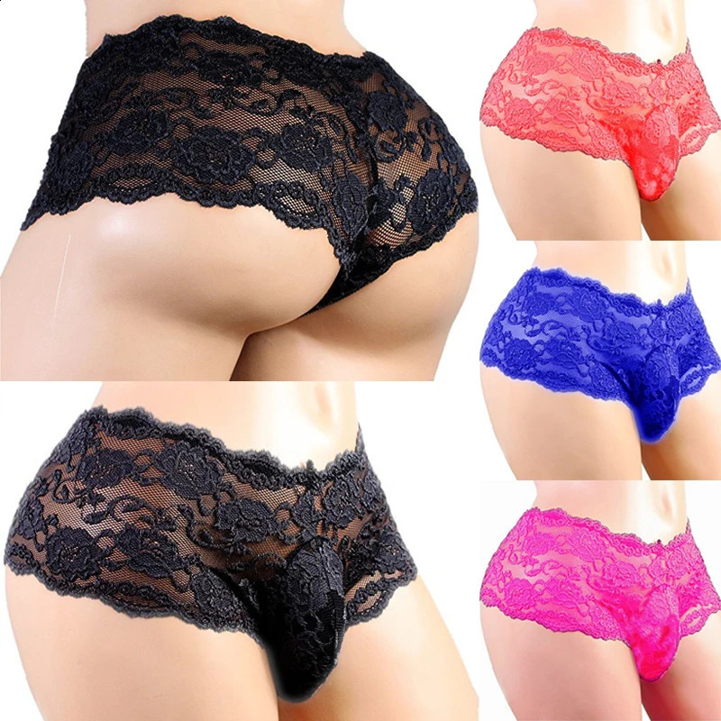 Mens Underwear Sexy Lingerie Panties Plus Siz Lace Sissy Male Breathable Jockstrap Briefs GString Thongs Porno Underpants 250828