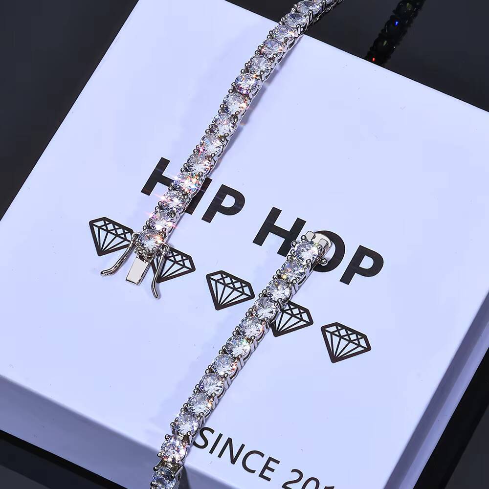 ESKEEM 2345mm Tennis Chain Necklace 925 Sterling Silver VVS Moissanite Iced Out Shining Brilliant Hip Hop Jewelry