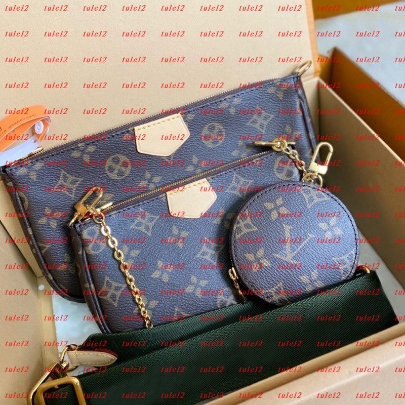 COW LEATHER multi pochette accessoires Womens crossbody shoulder bag designer handbag mirror quality Luxury Mahjong bag three piece set envelope wallet tote 2025