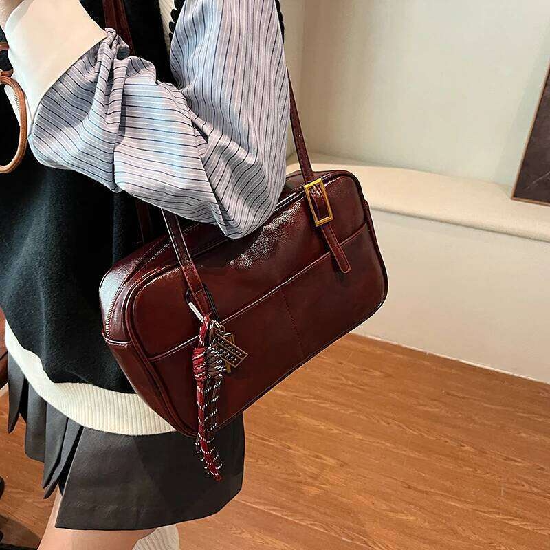 LEFTSIDE Small PU Leather Underarm Bags For Women 2024 Winter Y2k New Trend Fashion Shoulder Tote Bag Handbags And Purses