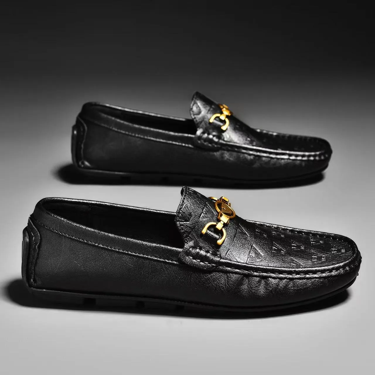 New Men Leather Casual Brand Black Formal Dress Designer Men Loafers Breathable Slip on Driving Shoes