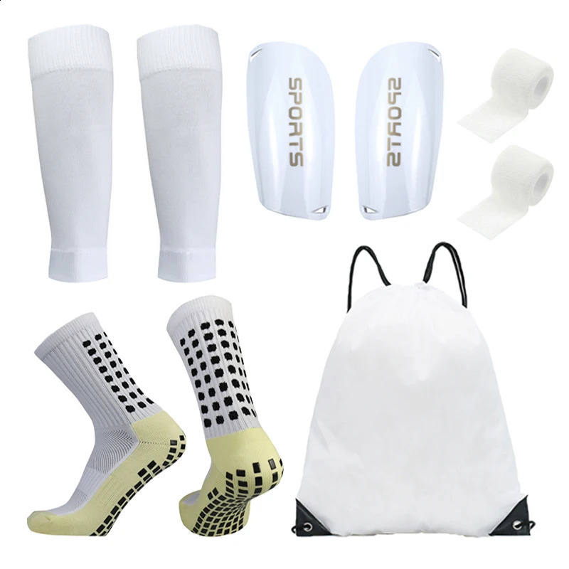 5PCS Set Football Bag Soccer Socks Teenagers Men Sport Grip Leg Cover Bandage Shin Pads Training Shank Board 250829