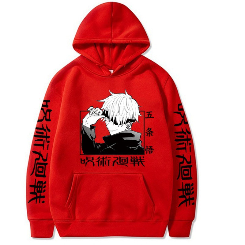 Sweatshirt Jujutsu Kaisen Gojo Satoru Autumn/Winter Fleece-Lined Printed Student Hoodie Men's Anime - TT1411-L22
