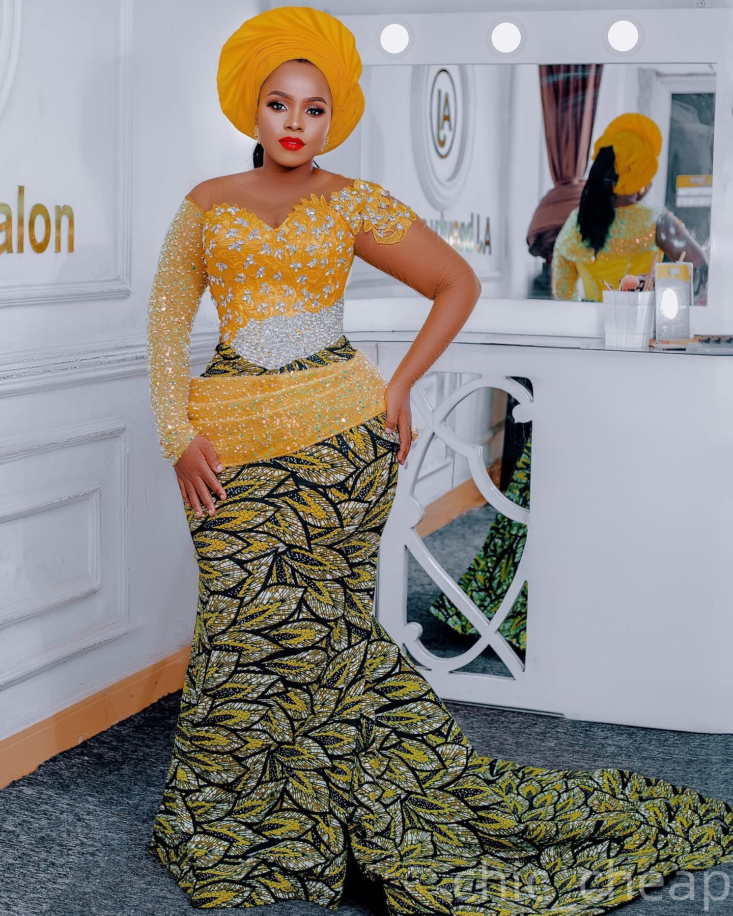 Aso Ebi Yellow Mermaid Prom Dress 2025 Lace Crystals Printed African Evening Formal Party Birthday Dresses Robe De Sorrie Reception Gowns For Special 