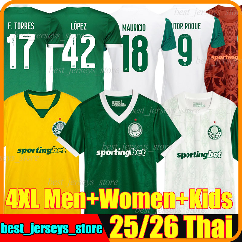 4XL 2025/26 Palmeiras LOPEZ soccer jerseys MAURICIO F.TORRES VITOR ROQUE VITOR ROQUE G.GOMEZ PAULINHO R.VEIGA ALLAN THALYS MURILO men kids kit sets football shirts