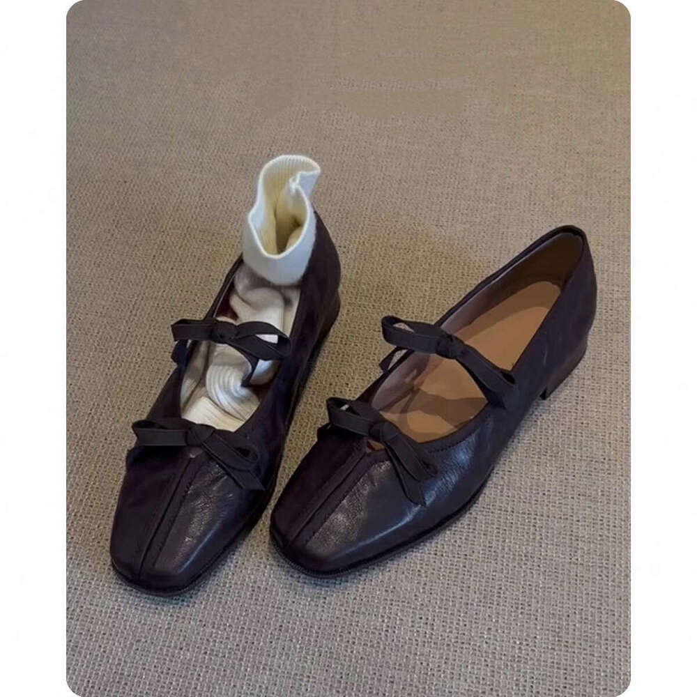 Lancui French Ballet for Women Soft Sole with Dress 2025 Spring Mary Jane Bowknot Flat Single Shoes