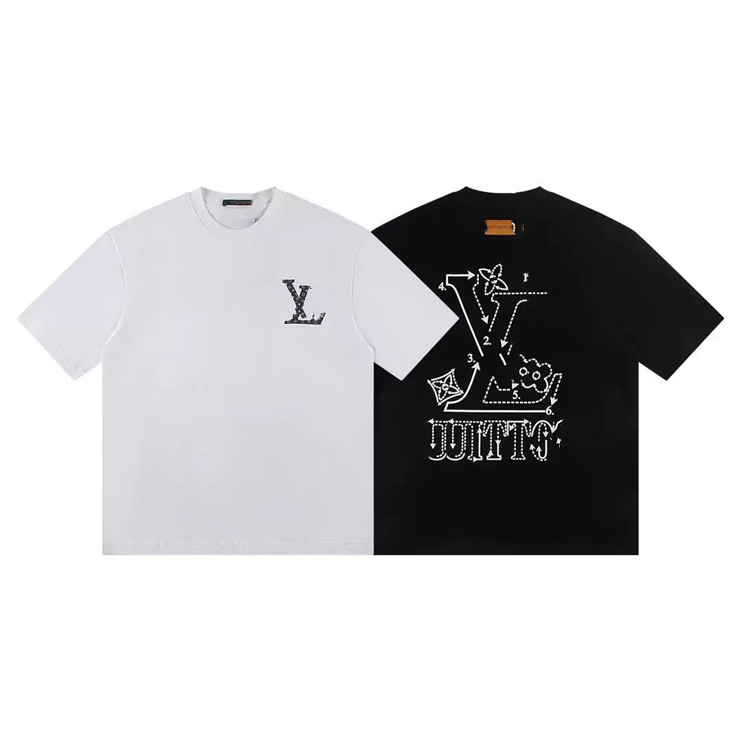New light luxury designer short sleeved front and back rhinestone letter print trendy summer casual new men's and women's loose short sleeved