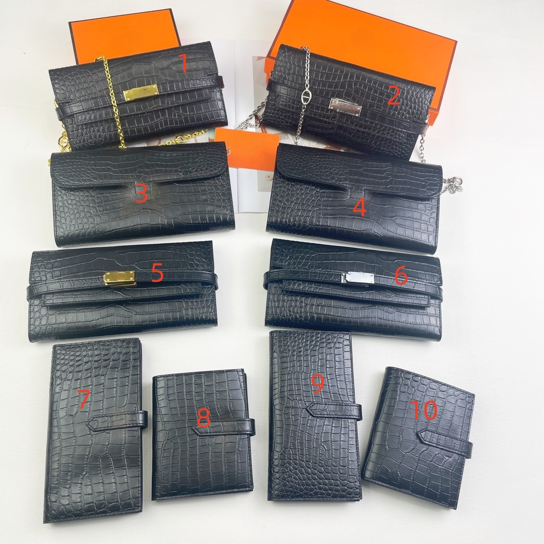 Big brand Long Wallets Black Alligator Purse Designer Purse Passport Bags fashion cowhide Genuine leather wallet For lady woman Come Serial Number Box