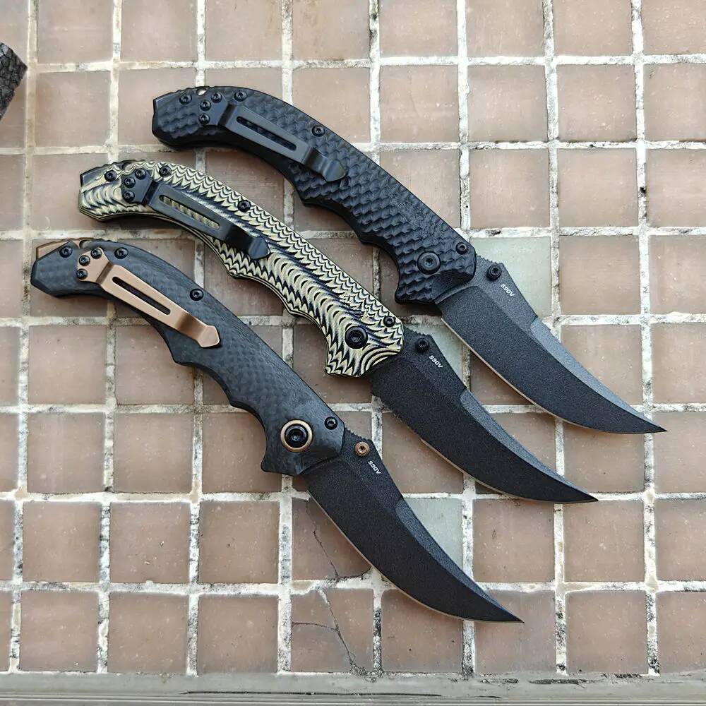 Best Foam Packing 865 Mini Bedlam Carbon Fiber / G10 Washers Folding Pocket EDC Tool Camping Hunt Mark S90V Blade Outdoors Knife high-quality