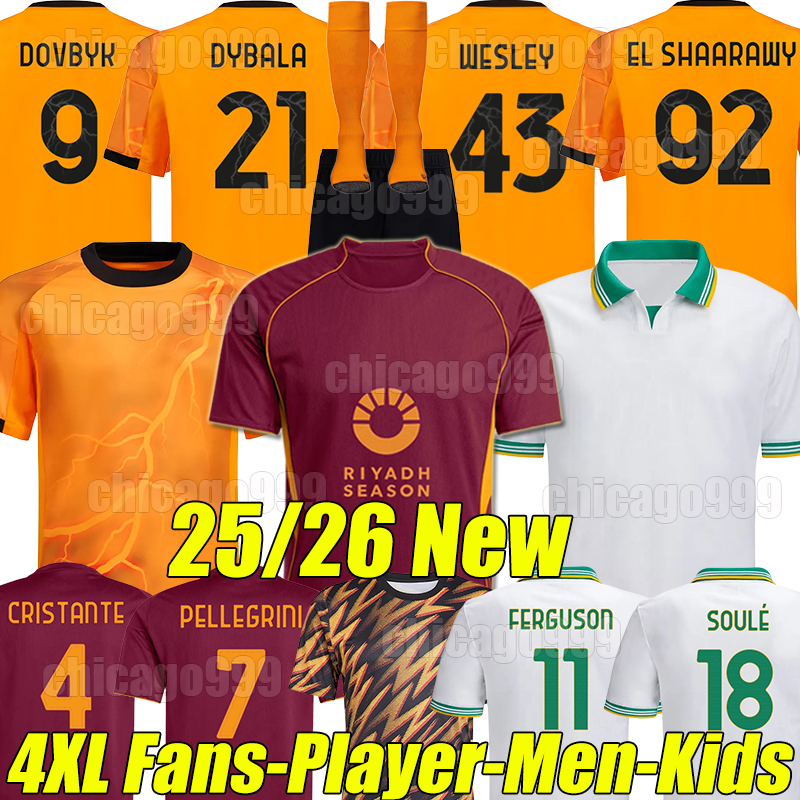 4XL 2025/26 Rome DOVBYK soccer jerseys WESLEY DYBALA DOVBYK BAILEY EL SHAARAWY SOULE FERGUSON PELLEGRINI CRISTANTE MANU KONE men kids Kits socks set football shirt