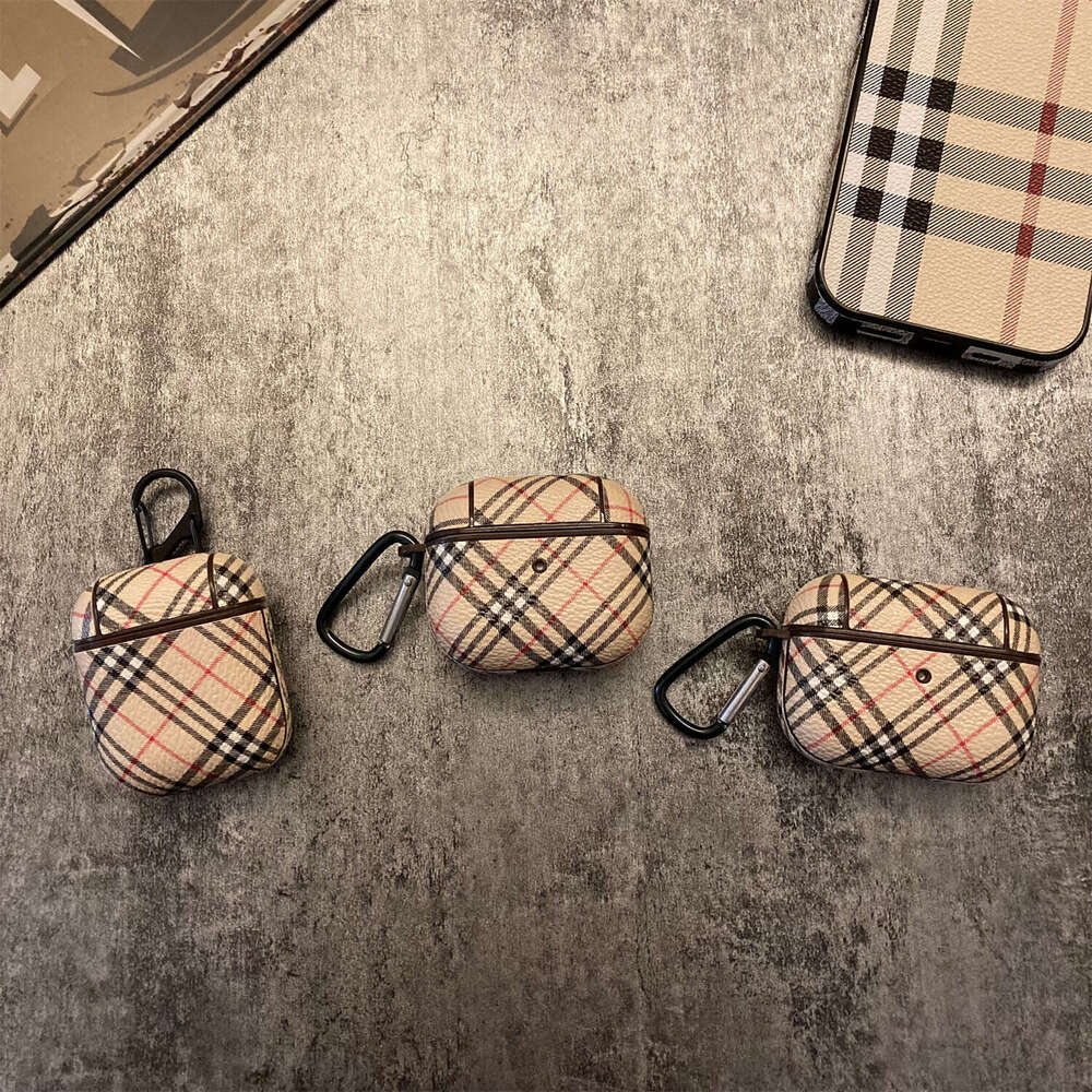 Compatible with Apple Pro Earphone Case Luxury Wireless 123 Generation Bluetooth Striped Leather Hard Shell Trendy