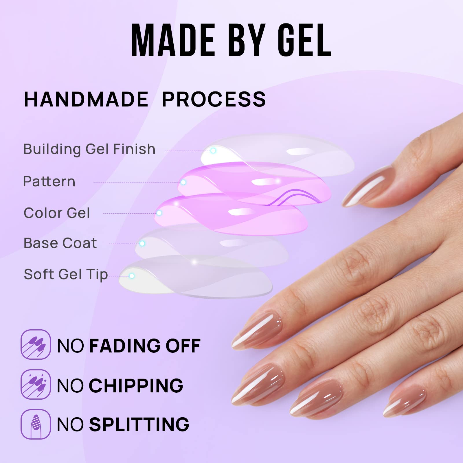 Light Brown Premium Almond Shaped Press On Nails Has A High-End Feel And Is Suitable For Girls And Women To Wear For Daily Commuting