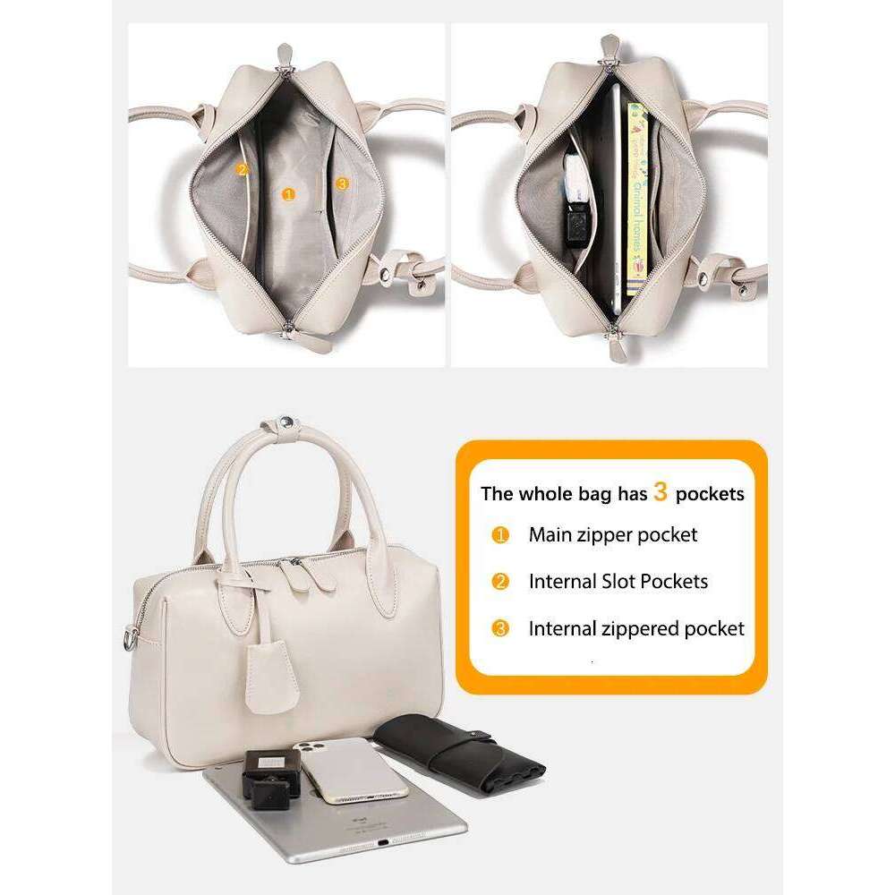 Zency Genuine Leather Crossbody Handbag For Women Large Capacity Shoulder 2025 Trend Boston Bag Oil Wax Top Handle Sac Summe