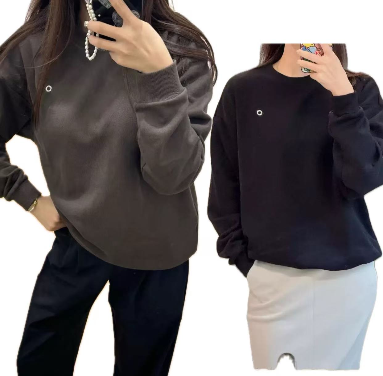 top Yoga T-shirts Midnight Green Black White Red Pink Blue Warm Sweatshirts Silver on Chest Loose Sweatwear Mens Casual Sweat Tops Womens Sportswear Hoodies