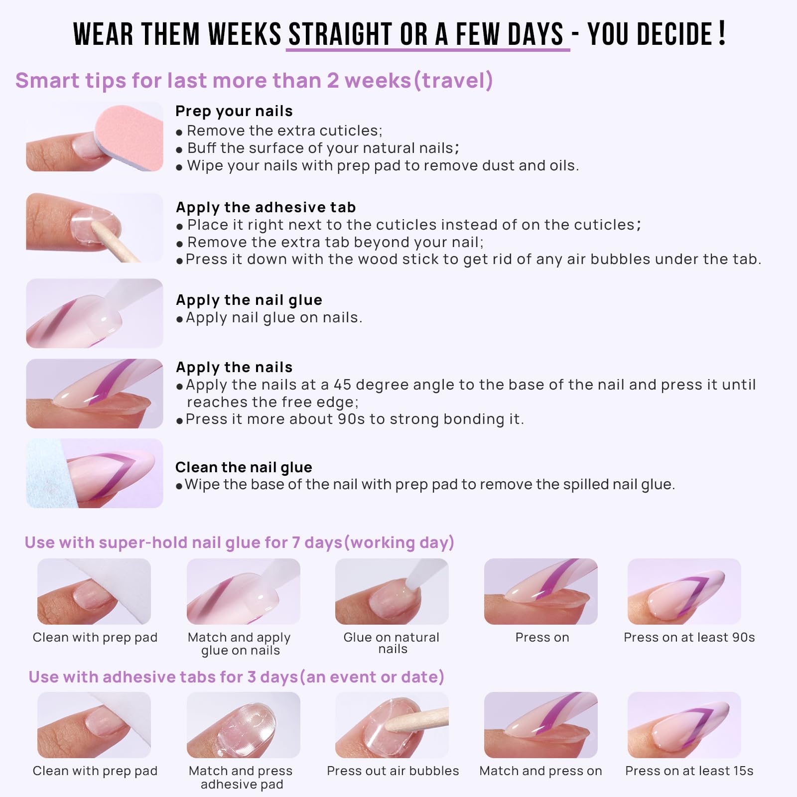 Multi Colored French Edge Press On Nails, Medium Long Almond Shaped Designed For Girls And Women With Dazzling Fashion