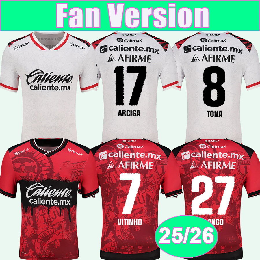 25 26 Tijuana Mens Soccer Jersey NICHOLSON VITINHO PRECIADO BLANCO BOYA VEGA POROZO CASTANEDA TONA Home Away Football Shirts Adult Uniforms