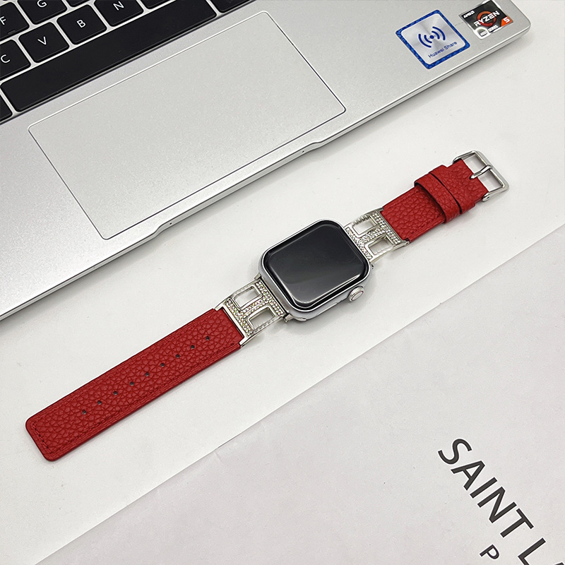 Lychee patterned leather strap top layer leathe TOGO leather fashion strap Apple strap 38mm 40mm 41mm 42mm 44mm 45mm iWatc series luxury designer