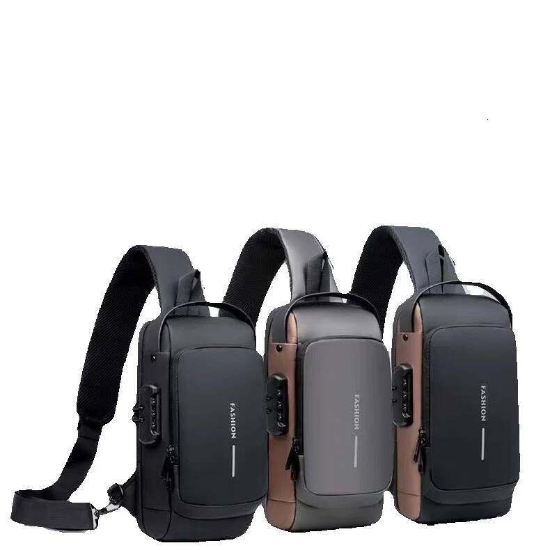 Free shipping designer bag men's USB new cycling bag men's waterproof chest backpack outdoor sports large capacity diagonal cross chest bag 