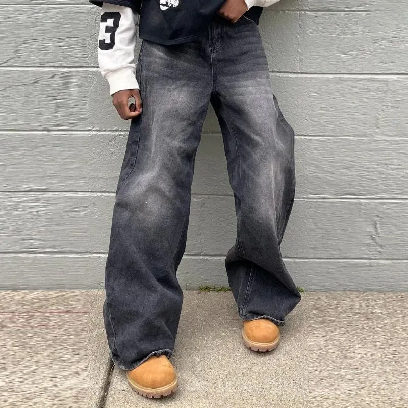 Designer Men's Jeans Vintage Men Baggy Denim Trousers Y2k Streetwear Wide Leg Loose Pants Women Fashion Distressed Straight Long