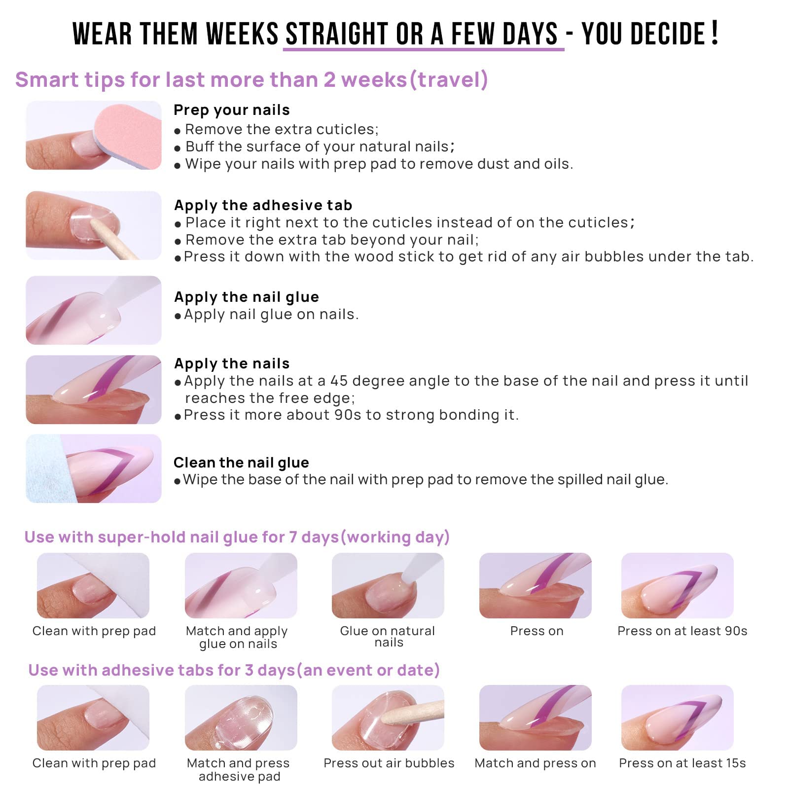 Multi Colored And Diverse French Edge Medium Length Press On Nails,Unique Personality Suitable For Girls And Women's Daily Wear