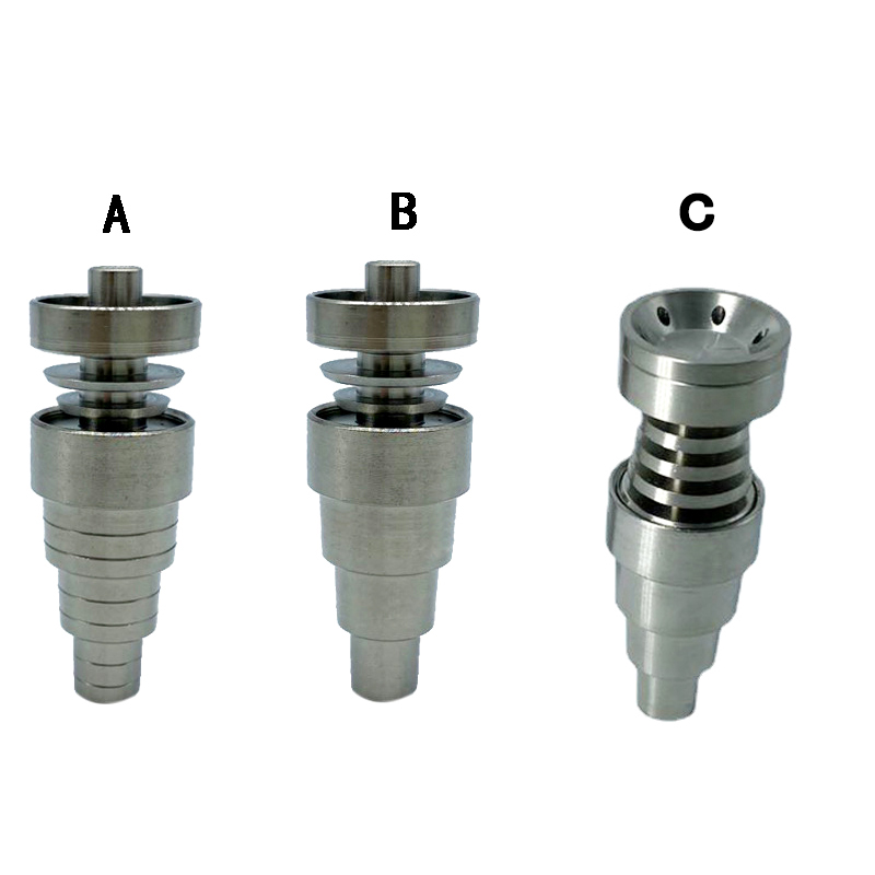 Universal 6 in 1 Titanium Nails 10mm 14mm 18mm Joint GR2 Ti Nail With 6 Holes For Bongs Water Pipe