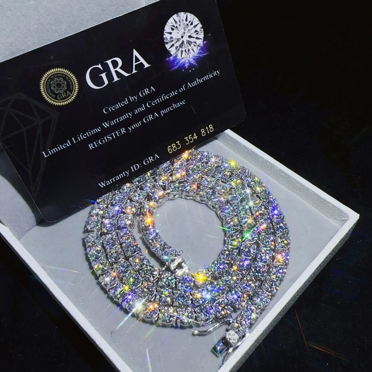 bracelet tennis Hip Hop necklace fashion Jewelry Pass Dia Tester 3mm4mm5mm6.5mm VVS moissanite iced out cuban chain for men women