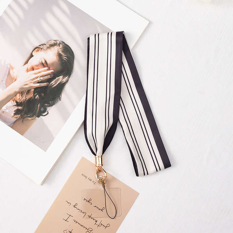 New Phone Scarf Detachable Neck Strap Long Luxury Women's Lanyard Chain Wide Cloth Cute