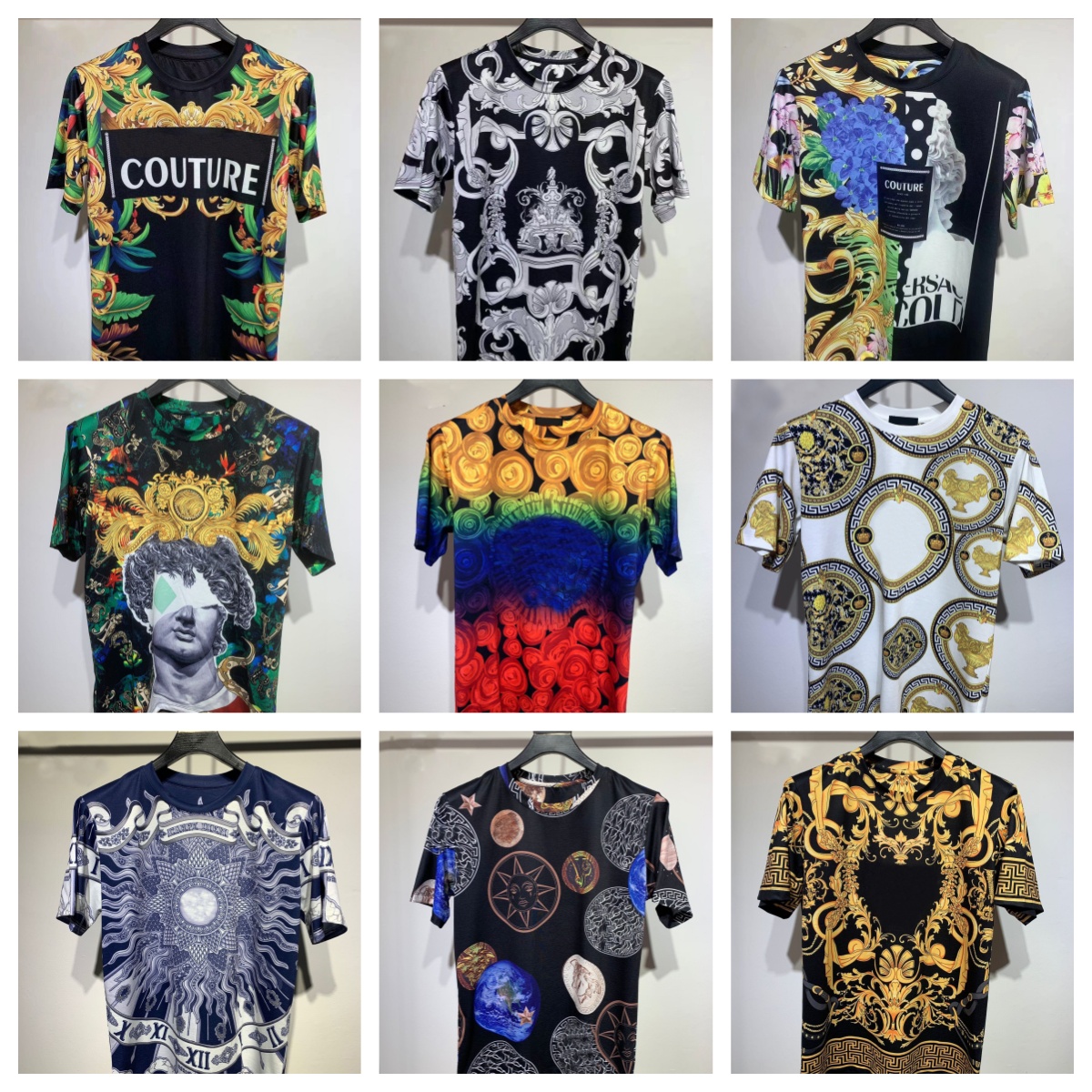 Men's luxury floral shirt designer T-shirt lettered print shirt short-sleeved fashion brand designer top Asian sizes M-XXXL