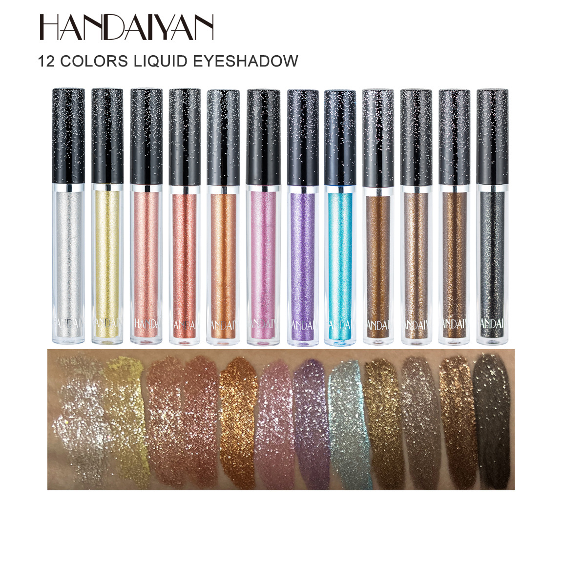 HANDAIYAN Liquid eyeshadow Metallic Dia Shiny Shadow Pen Giltter Pink Eyeshadow Lasting Shimmer Pearlescent Eye Shadow palette Cosmetic rose gold X250