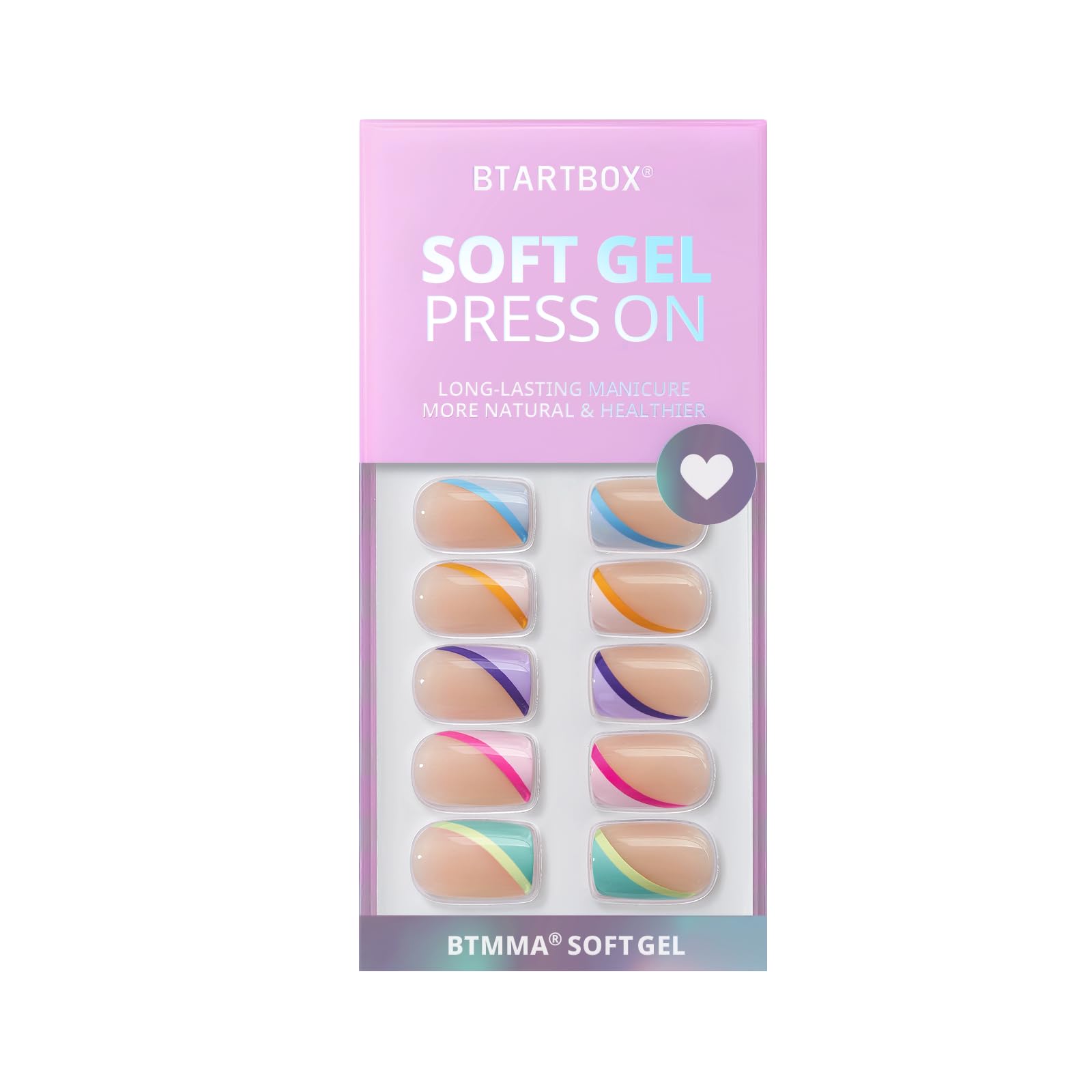 Multi Colored And Diverse French Edge Medium Length Press On Nails,Unique Personality Suitable For Girls And Women's Daily Wear
