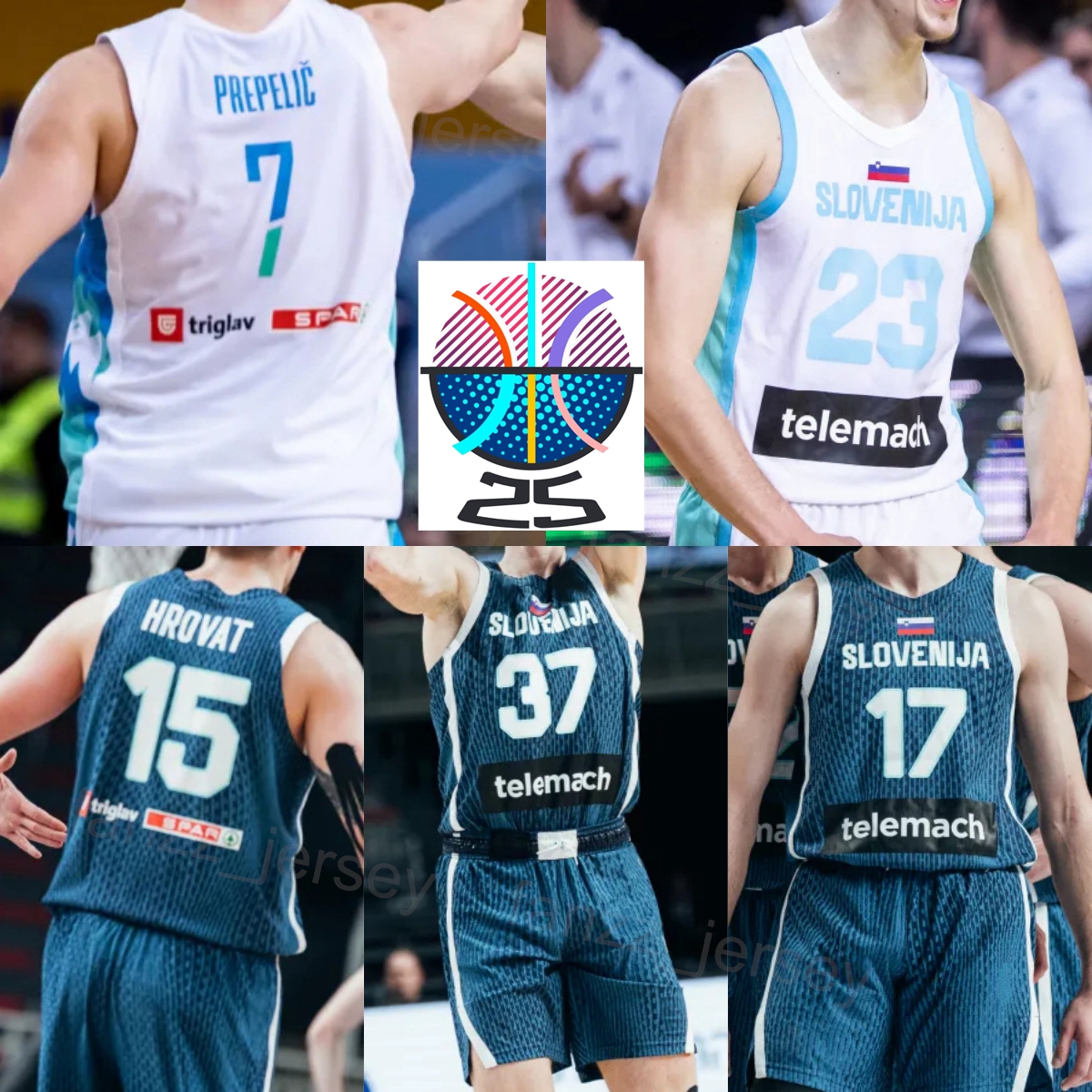 Print 77 Luka Don cic Jerseys Slovenia Basketball EuroBasket 7 Klemen Prepelic 15 Gregor Hrovat 13 Robert Jurkovic 23 Luka Scuka 37 Leon Stergar Kid Man Lady 2025 2026