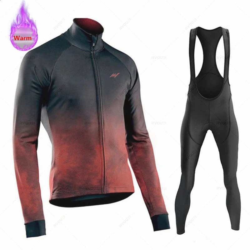Morvelo Winter Cycling Jersey Sets Men Thermal Fleece Bicycle Clothing Road Bike Shirt MTB Uniform Ropa Ciclismo Warm Bib Pants 250829