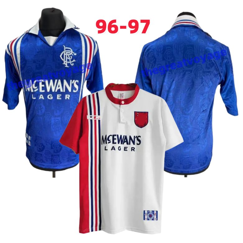 96 97 Glasgow RangersS fc football jersey 1996 home away soccer jerseys football shirt