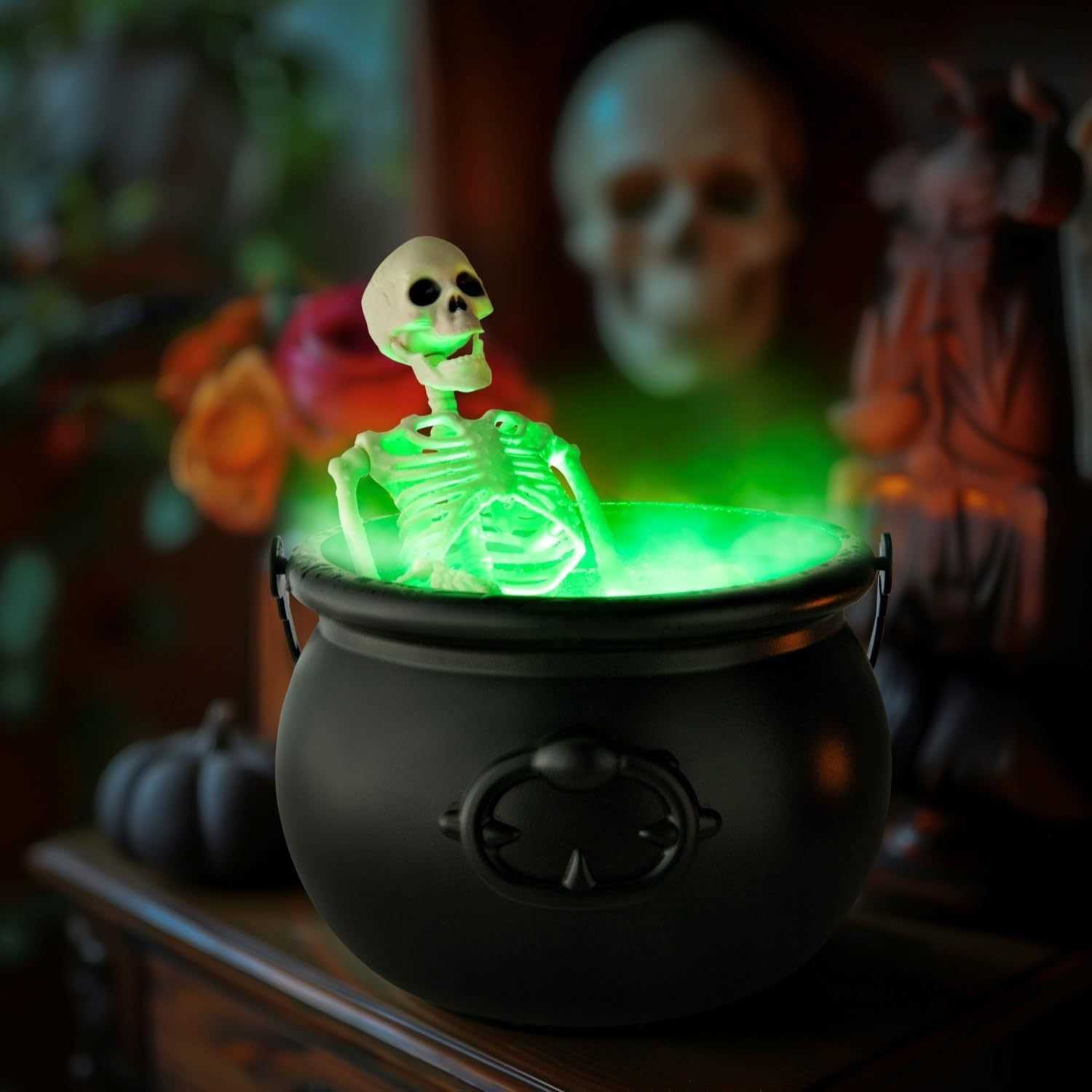 Halloween Decoration Black Witch Cauldron and LED Light Maker Skeleton Ghost Enthusiast Party T251017