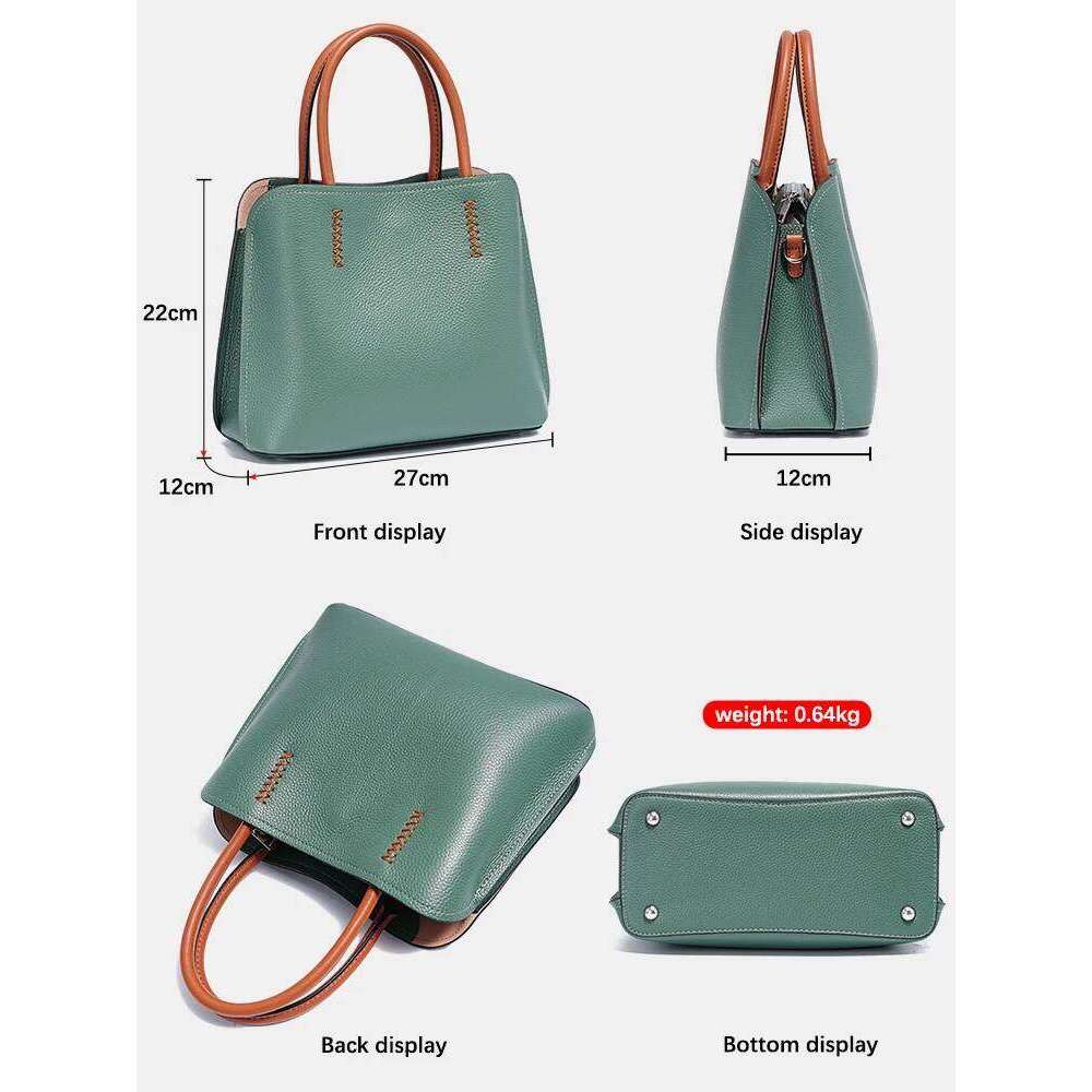 Zency Women's Genuine Leather Shopper Designer Shoulder Bags Handbag Large Bucket Bag Tote Cross Body 2024 Bolso De Mujer