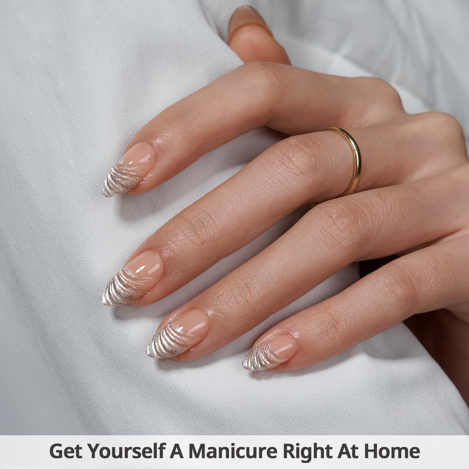 3D Droplet Adhesive Silver Press On Nails, Suitable For Fashionable And High-end Girls And Women To Wear On A Daily Basis
