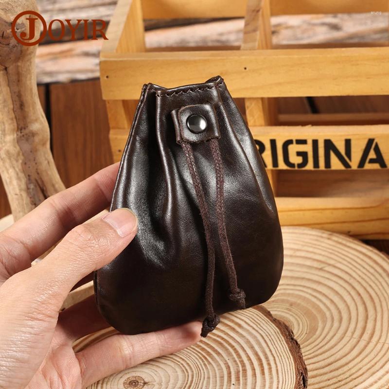 Coin Purses JOYIR Genuine Leather Men's Purse Change Pouch Card Holder For Male Casual Mini Storage Bag Unisex Wallets