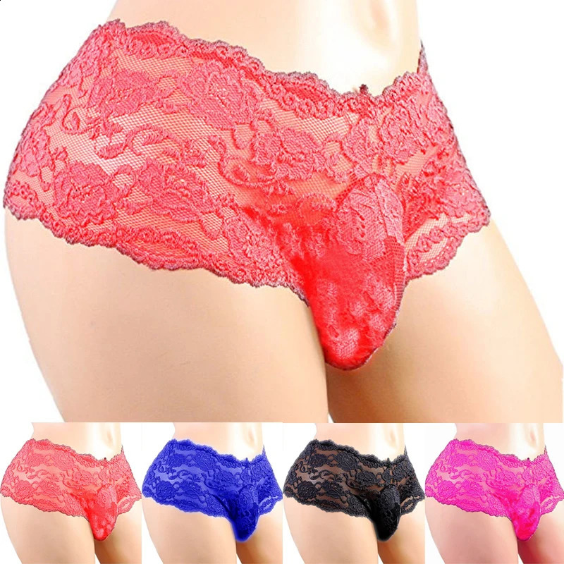 Mens Underwear Sexy Lingerie Panties Plus Siz Lace Sissy Male Breathable Jockstrap Briefs GString Thongs Porno Underpants 250828