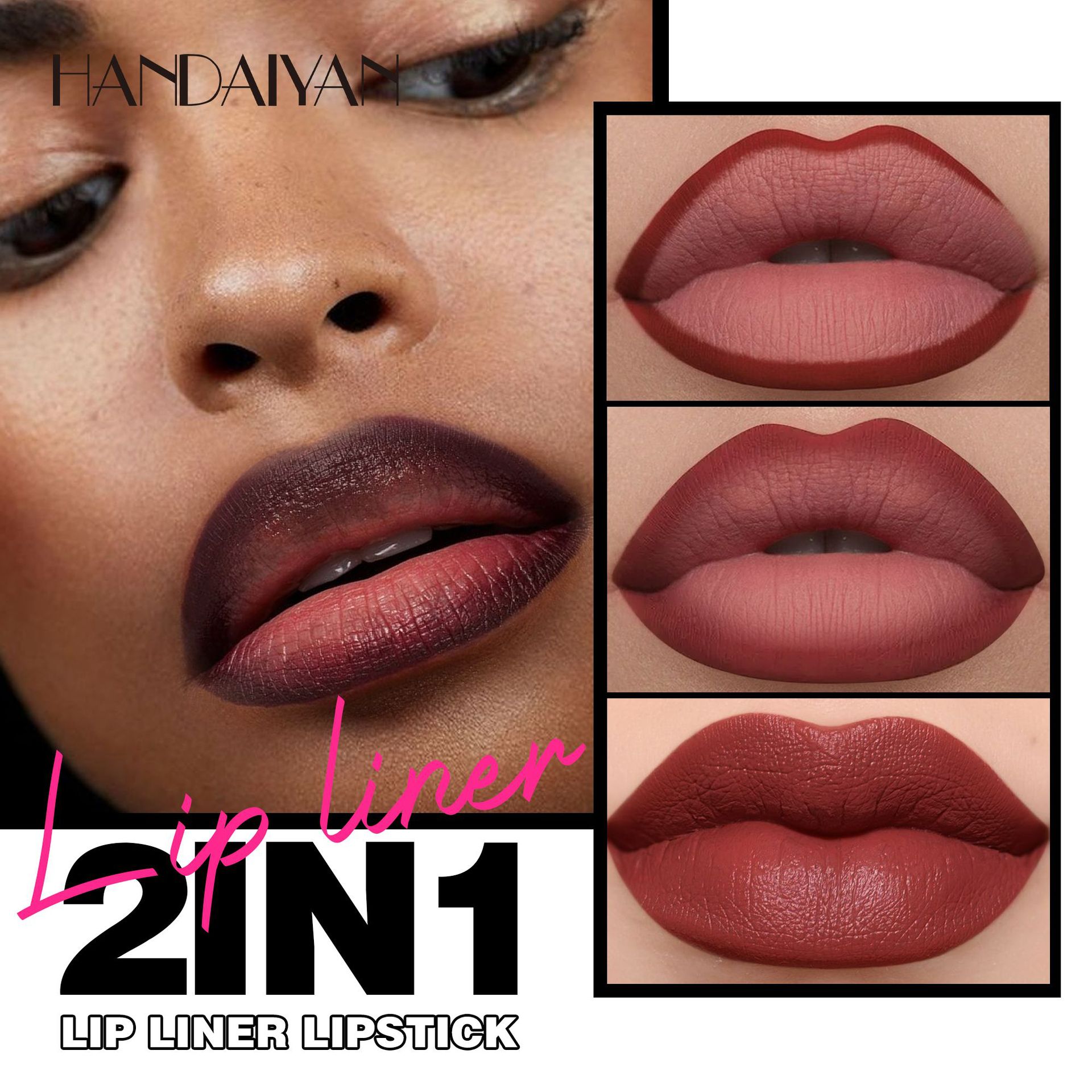 8 Colors Tapered Gradient Liner Matte Brown Veet Lipstick Pen Waterproof Non Sticky Contouring Tint Lipliner Crayon Lip Makeup 3.6g X250716