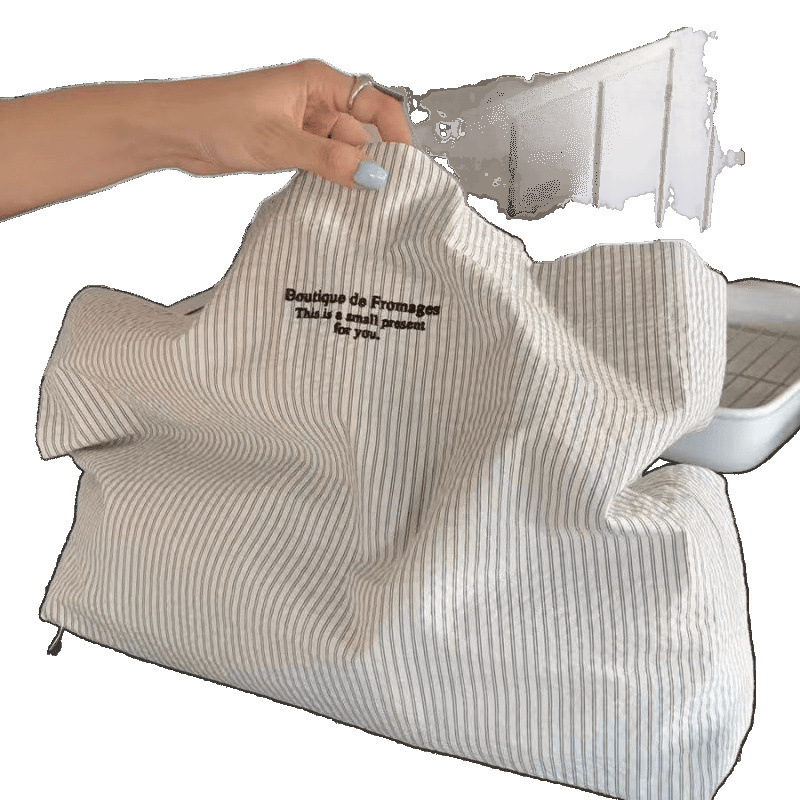 2025 autumn new casual striped lazy simple, lightweight, atmospheric, compact, large capacity, niche design, commuting canvas bag, bag designer should