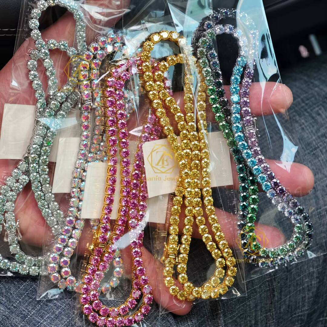 Best Friend Blue Moissanite Tennis Chain Colorful Customized Diamond Bracelet Sterling Silver for Girls Men Women