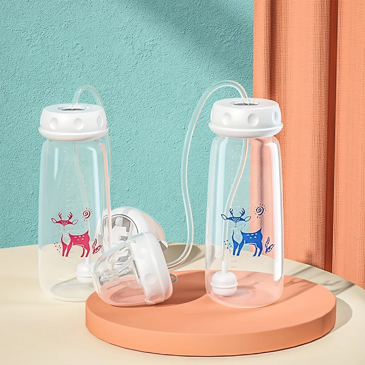 1pc 5oz150ml HandsFree PP Feeding Bottle with Straw Brush SelfFeeding NormalNeck Baby Bottle Set 250906