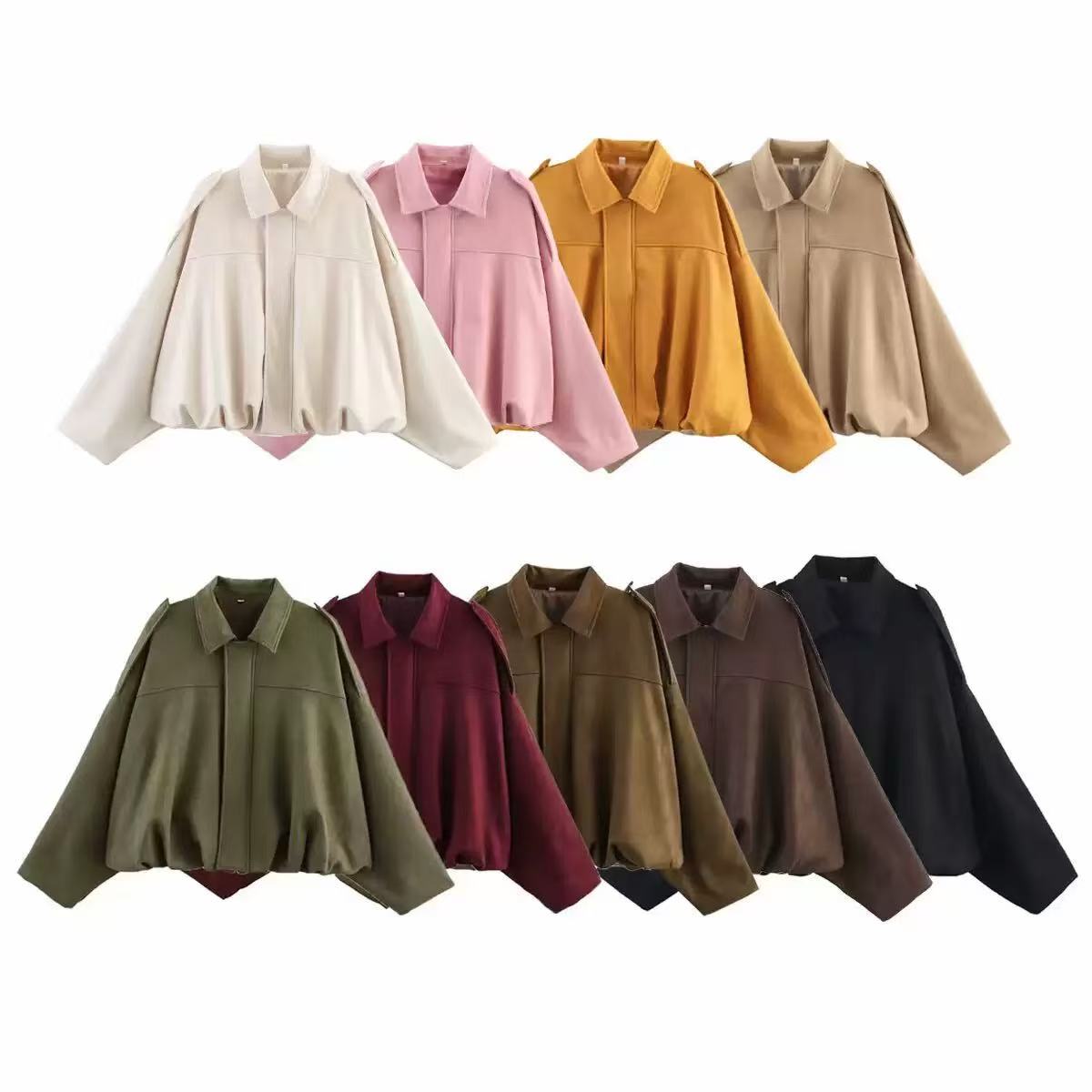 RARA Spring Arrival Womens Suede Texture Bomber Jacket Street Style Casual Full Match Jacket Size S-L