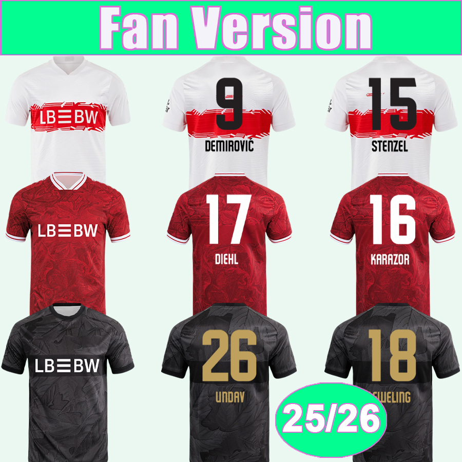 25 26 Stuttgart Mens Soccer Jerseys DEMIROVIC WOLTEMADE DIEHL LEWELING UNDAV VAGNOMAN STILLER KARAZOR STERGIOU Home Away 3rd Football Shirts