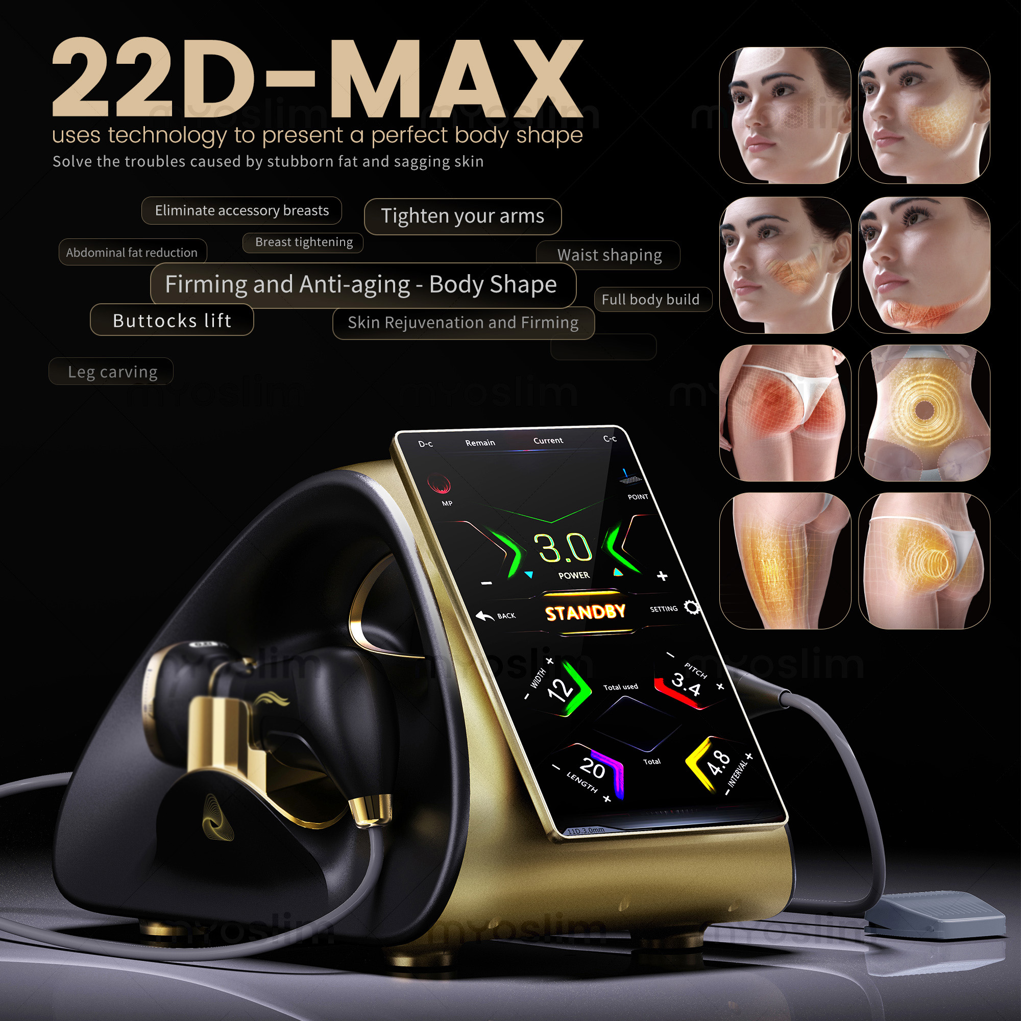22D-MAX Face Body Shaping Machine Skin Rejuvenation Firming RF Fat Cavitation Anti Aging Lifting Tightening Beauty Equipment